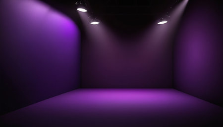 Purple stage background with spotlights. 3d rendering mock upの素材
