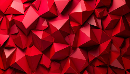 Abstract 3d rendering of chaotic red polygonal background. Creative polygonal designの素材