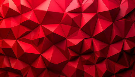 Abstract red polygonal geometric background. 3d render illustration.の素材