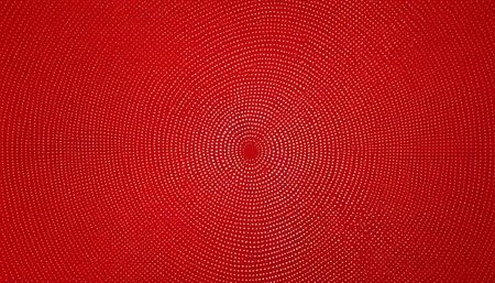Red background with a pattern of circles and dots in the center.の素材