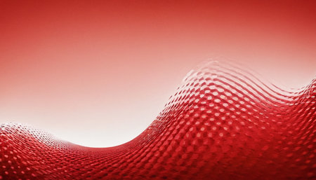 Red abstract background with wave. 3d rendering, 3d illustration.の素材