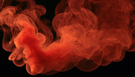 Red steam on a black background. Design element. Abstract texture.の素材