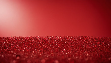 Red glitter christmas background with bokeh lights and copy spaceの素材