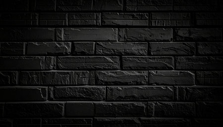 Black brick wall texture background. Black and white brick wall pattern.の素材