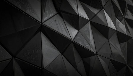 Abstract polygonal background. Black and white geometric background. 3d renderingの素材