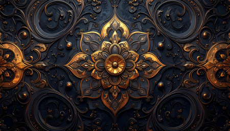 Luxury metal gate with floral ornament. 3D rendering.の素材