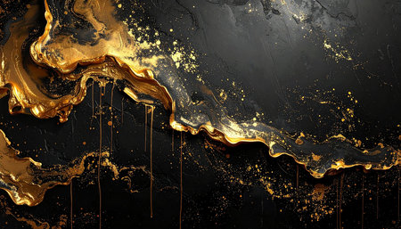 Abstract gold and black background. 3d rendering, 3d illustration.の素材
