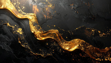 Black and gold abstract background. 3d rendering, 3d illustration.の素材