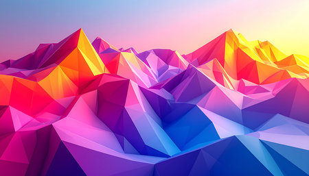 Polygonal mountain landscape. Triangular low poly background. Vector illustrationの素材
