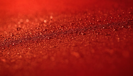 Red abstract background with water drops. Close-up, selective focus.の素材