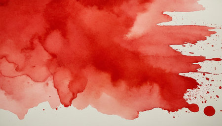 Abstract red watercolor on white paper background. Digital art painting.の素材