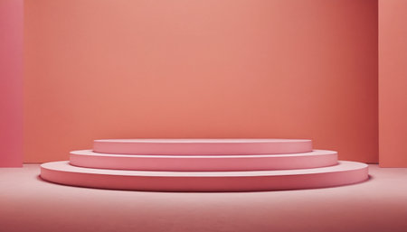 Abstract minimal scene with geometric forms. Pink background. 3d renderの素材