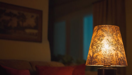 Lamp in the interior of a hotel room. Selective focus.の素材