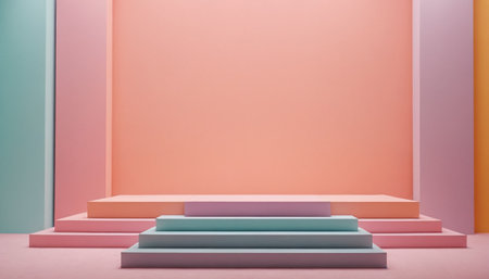 Abstract minimal scene with geometrical forms. Pink and blue background. 3d renderの素材