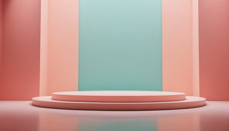 Minimalist abstract background, primitive geometrical figures, pastel colors, 3D renderの素材