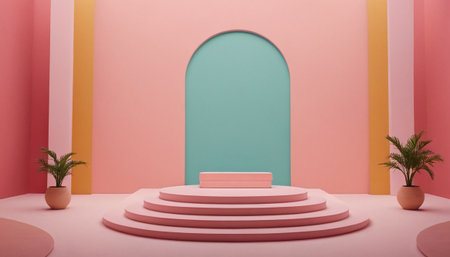 3d rendering minimal scene with podium for mock up presentation and product designの素材