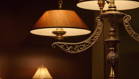 Lamp on the wall in the dark room, vintage style.の素材