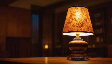 Vintage lamp on the table in the room. Selective focus.の素材