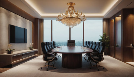 Luxury conference room interior design. 3D rendering concept.の素材