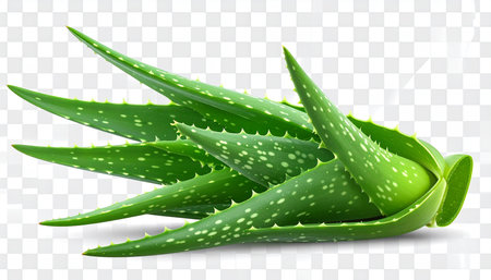 Aloe vera plant isolated on transparent background. Vector illustration.の素材