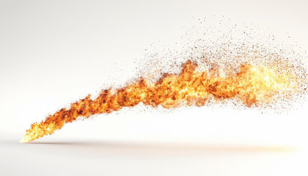 3D illustration of a burning fire isolated on a white background.の素材