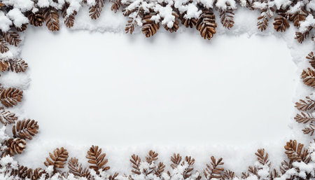 Christmas background with snowflakes on white background. Copy space.の素材