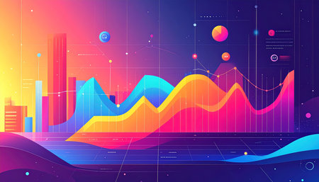 abstract futuristic background, 3d vector illustration in neon style.の素材