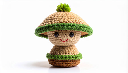 Cute crochet doll isolated on white background. Handmade crochet doll.の素材