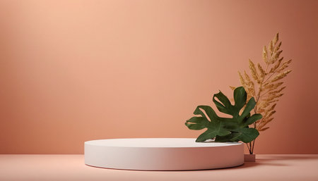 3d rendering of minimal product display podium for mock up and product placement.の素材