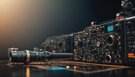 Close up view of professional dj equipment. 3D Rendering.の素材