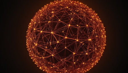 Abstract sphere with particles. 3d rendering, 3d illustration.の素材