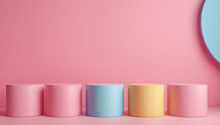 3d render of abstract geometric forms. Minimal scene with podium for product presentation.の素材