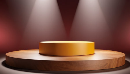 Black podium on a black background. 3d rendering, 3d illustration.の素材