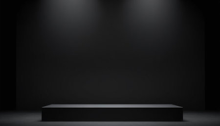 Abstract black podium on dark background. Mock up, 3D Renderingの素材