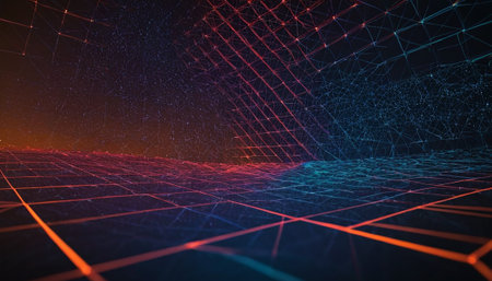 3D rendering of abstract digital wireframe. Futuristic background.の素材