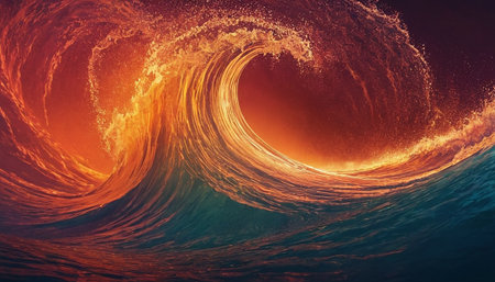 Beautiful wave in ocean. 3d rendering, 3d illustration.の素材