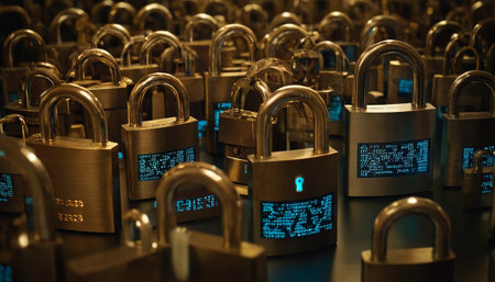 Padlocks on the background of the Internet of Things (IOT)の素材