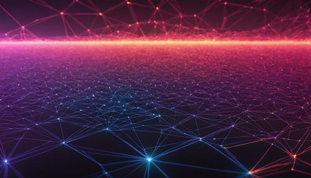 Abstract technology background with connecting dots and lines. Network concept. 3d renderingの素材