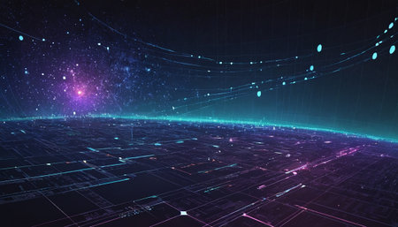 Futuristic technology background with glowing dots and lines. Big data concept. 3D Renderingの素材