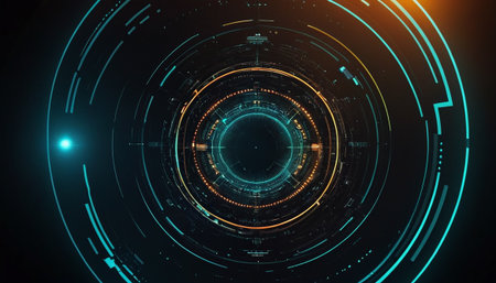 Futuristic technology circle interface. Abstract background. Vector illustration.の素材