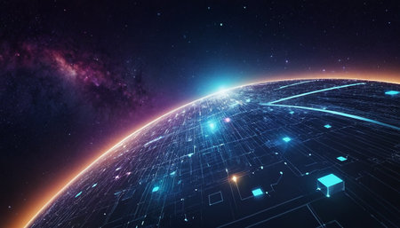 Global network connection and data exchanges over the world. 3D renderingの素材