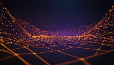 Abstract polygonal space low poly dark background with connecting dots and lines. Connection structure. 3d renderingの素材