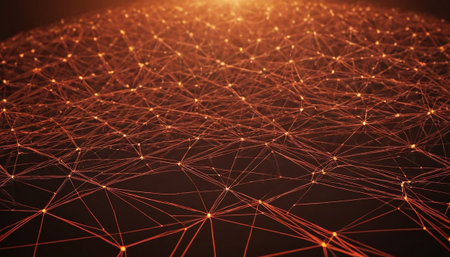 3D rendering of abstract digital technology background. Network connection structure.の素材