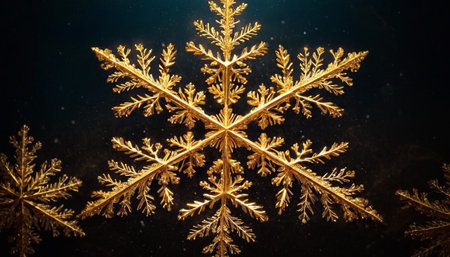 Snowflake on a black background. Christmas and New Year concept.の素材