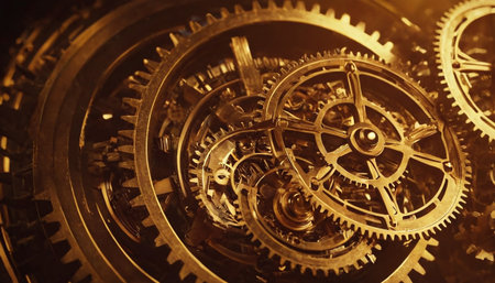 Close up of a clockwork gear. Concept of time management.の素材