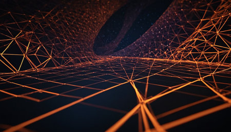 Abstract polygonal space low poly dark background with connecting dots and lines. Connection structure. 3d renderingの素材