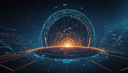 Futuristic technology user interface. Abstract background. 3D Renderingの素材