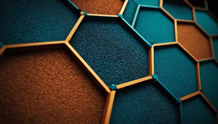 3d rendering of honeycomb structure in hexagon shape. Abstract futuristic backgroundの素材