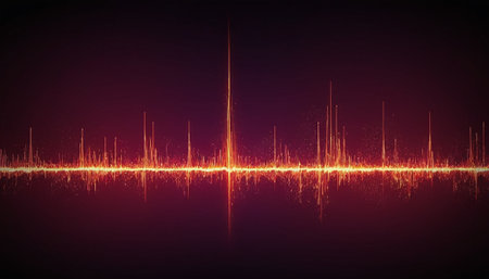 Sound waves on a dark background. Audio equalizer. Vector illustrationの素材