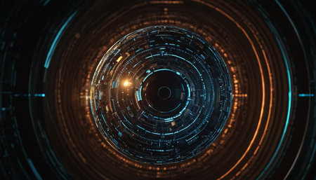 Futuristic technology circle interface. Abstract background. 3D renderingの素材